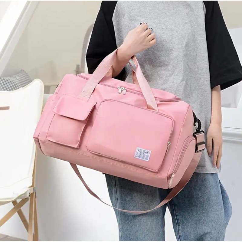Bolsa Mala de Viagem Premium Academia Grande Capacidade Multifuncional Unissex COR: ROSA
