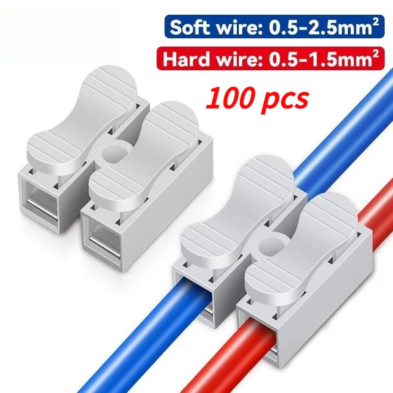 Kit 100 Peças Conector Emenda Ch 2 Vias 10a Cabo 0,5-2,5mm²