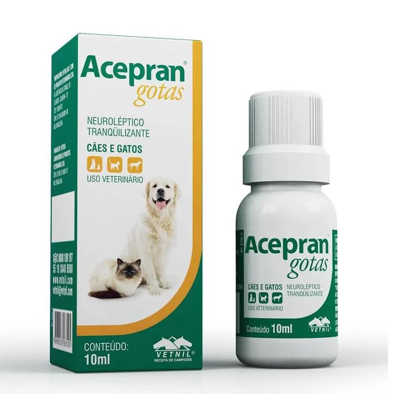 Acepran Gotas 10ml ORIGINAL Tranquilizante Calmante Para Cães E Gatos - Vetnil