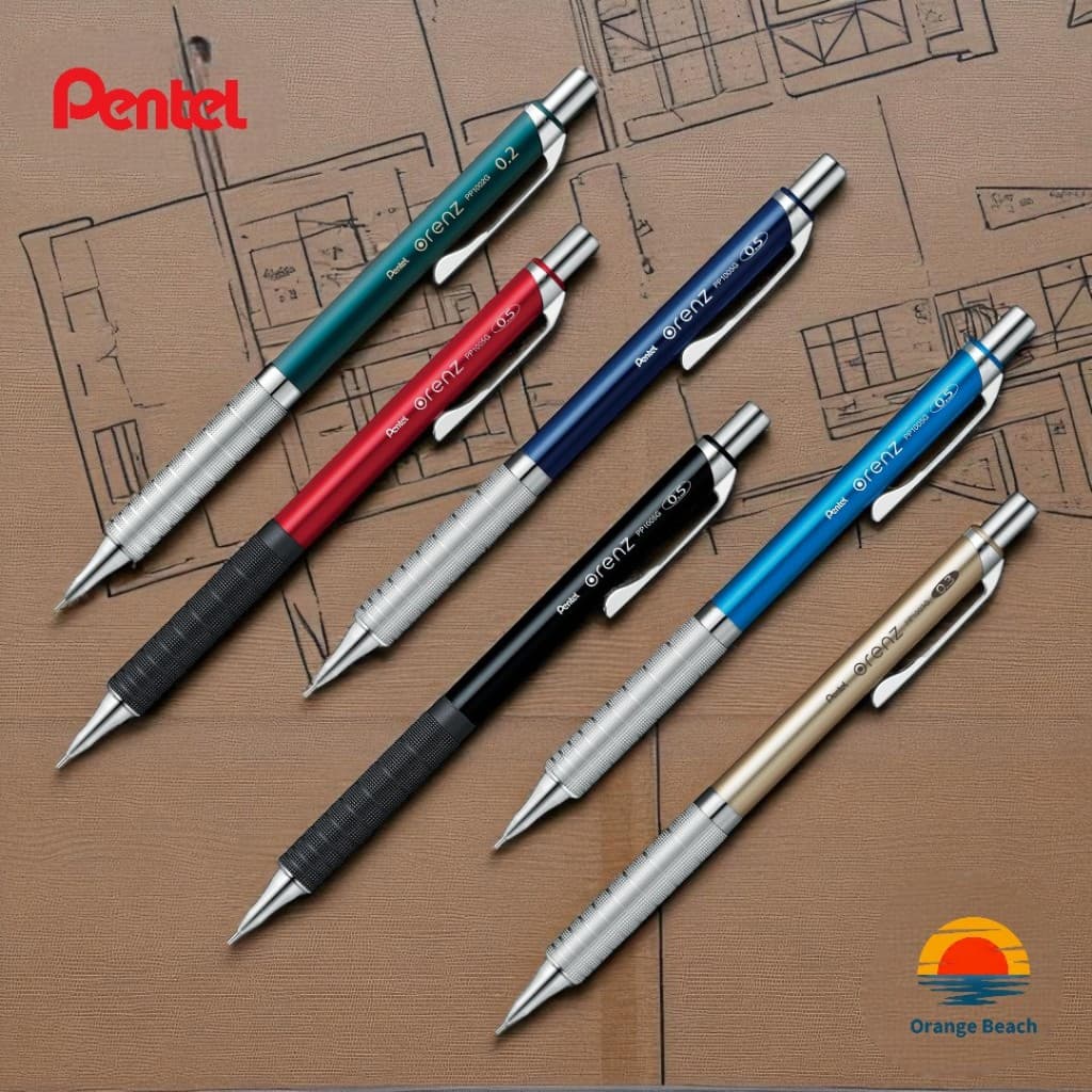 Pentel Orenz Metal Grip/Lapiseira Premium/Grafite Nunca Quebra/3 Espessuras
