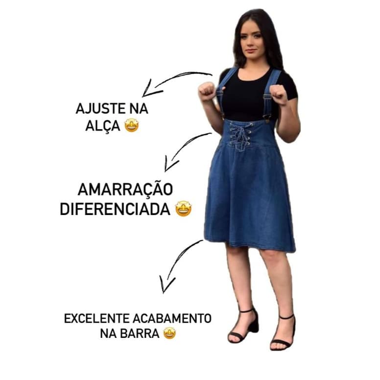 Jardineira Saia Feminina Godê Amarração Frontal