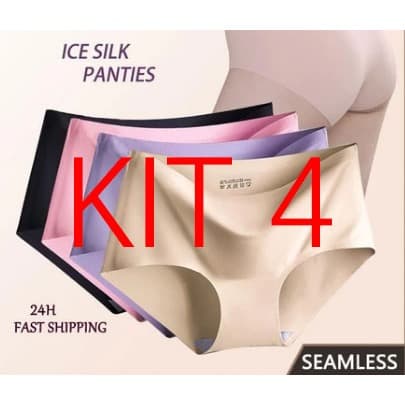 calcinha feminina invisível sem costuras respirável seda gelada