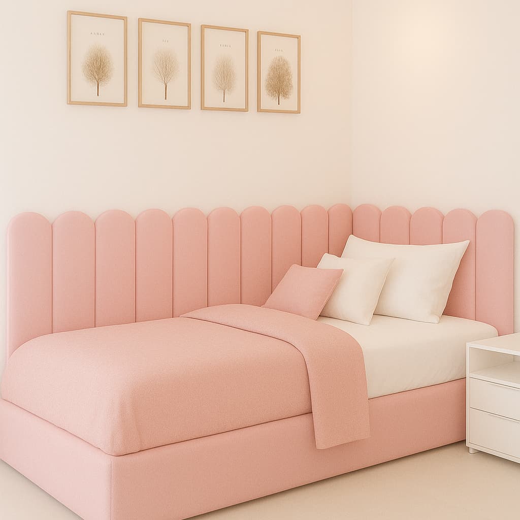 KIT Cabeceira Modular Estofada Nuvem 45x20cm Cama de Solteiro em L(15 PEÇAS)