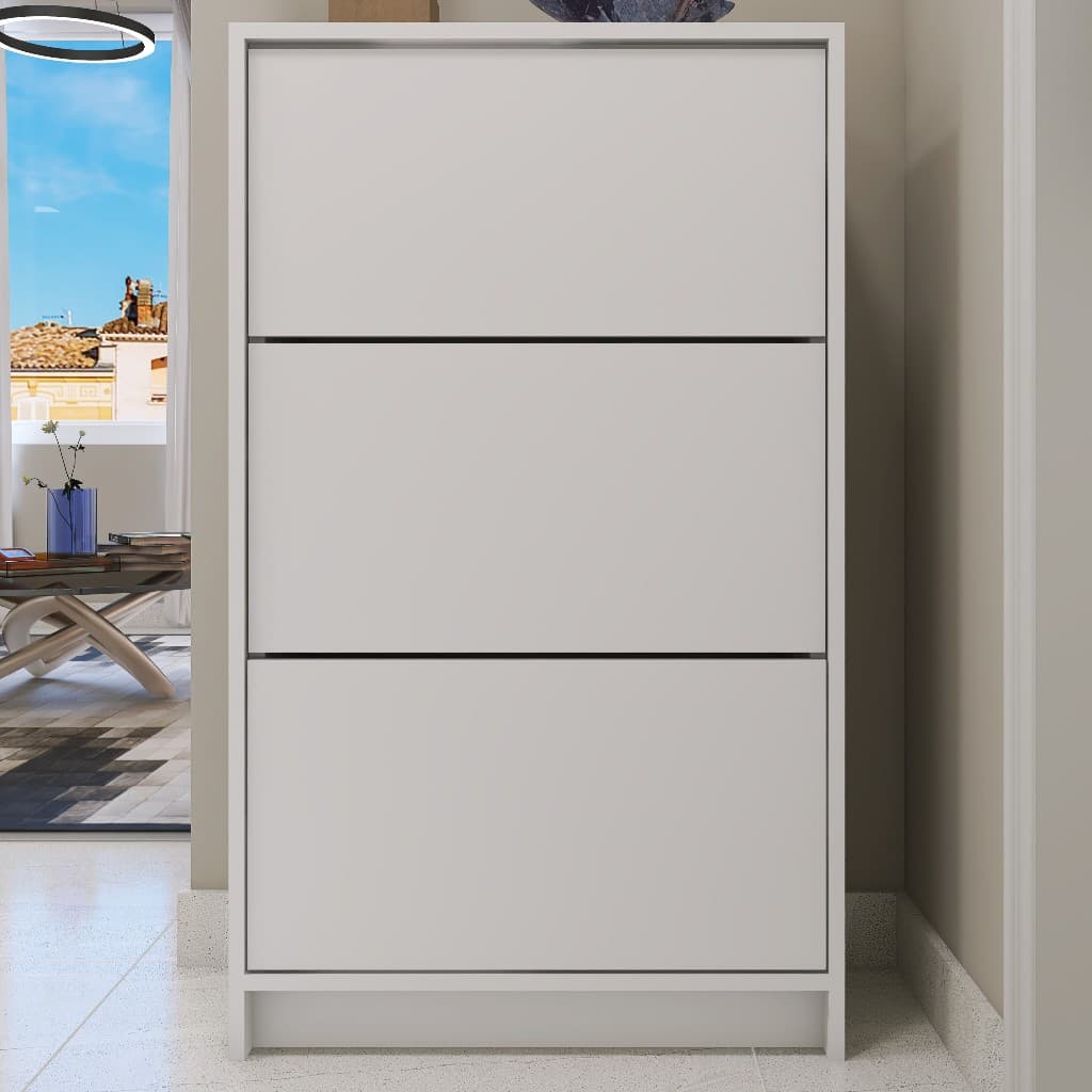 Sapateira Compacta 3 Portas – Branco Clean para Organização