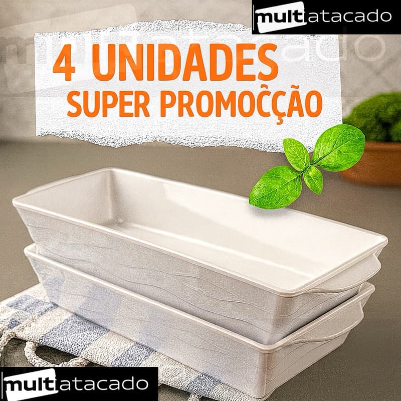 Jogo Travessas Retangular Branca de Melamina para Servir Comida NÃO É LOUÇA vasilha travessa prato