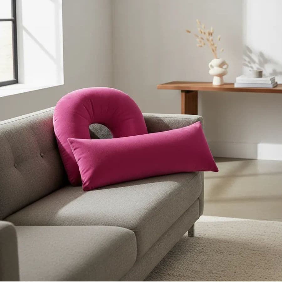 Kit Travesseiro De Pescoço Adulto Para Descanso E Mini Xuxão Luxos Lindos Cores Pink