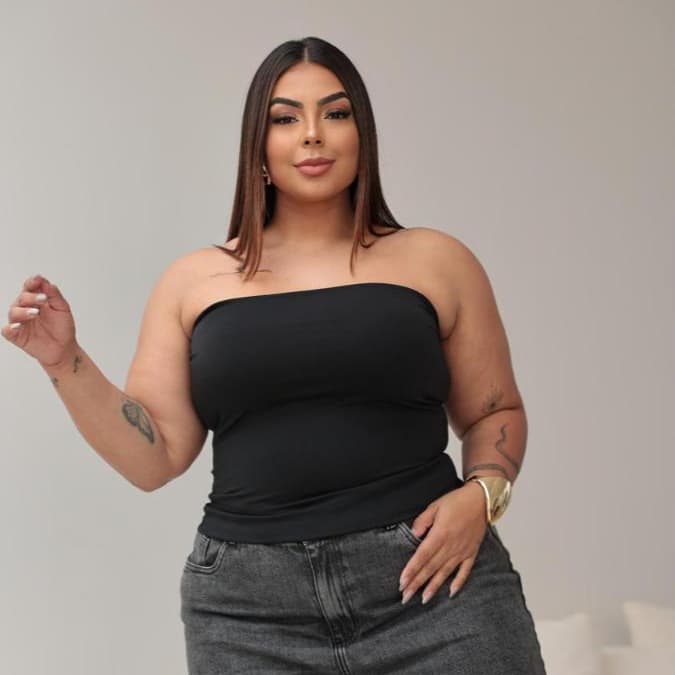 Top Faixa Top Tube Duplo Plus Size Tomara Que Caia Feminino Conforto Essencial Suplex Premium