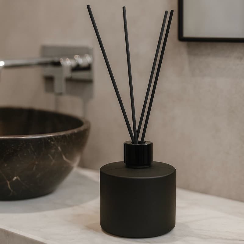 Vidro Picolo Difusor de Varetas Aromatizador Ambiente Preto Fosco