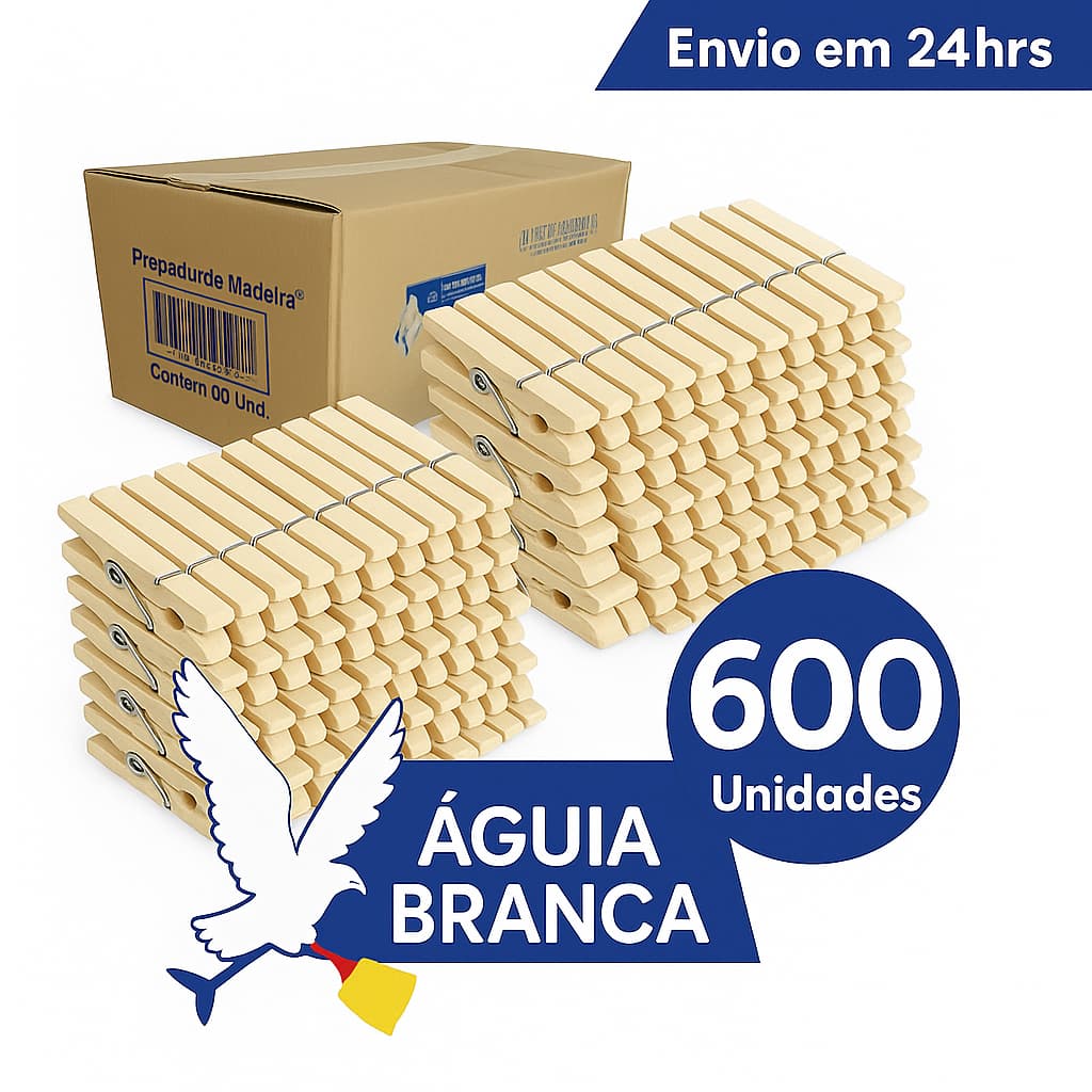 Kit 600 Pregadores de Madeira, Predendor De Roupa– Resistentes, Duráveis e Naturais!