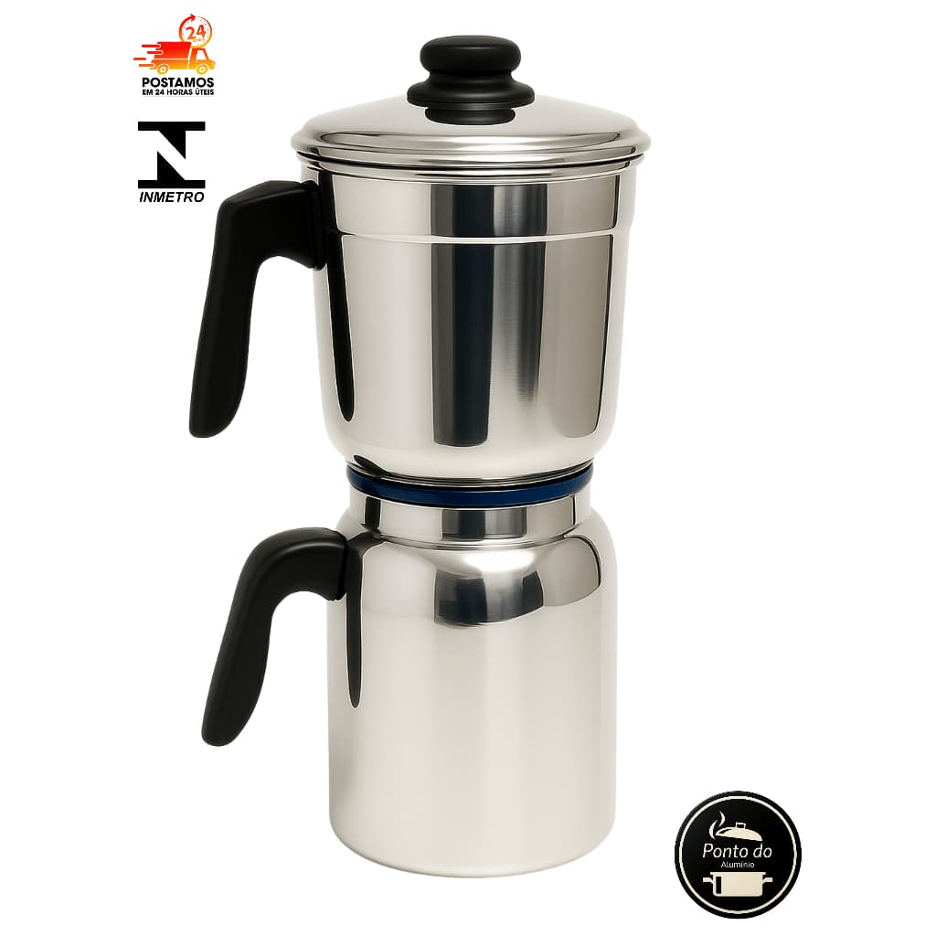 Cafeteira Alumínio Premium 1,5L – Polida, Resistente e Certificada pelo Inmetro