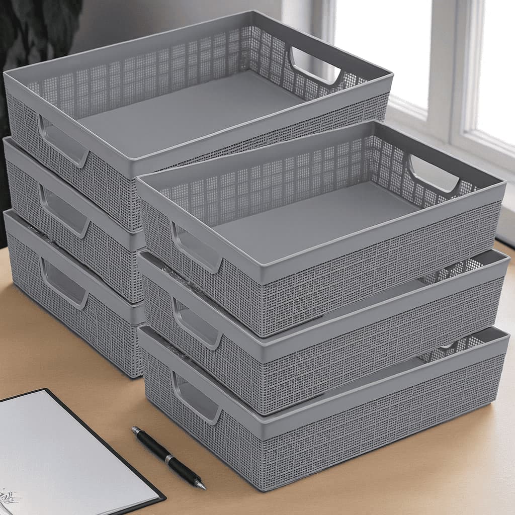 Kit 6 Cestos Organizador Multiuso Armário Escritório Cozinha 5,2 L