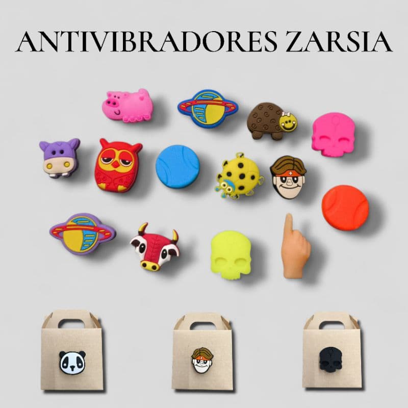 ANTIVIBRADORES ZARSIA - PARA RAQUETE DE TÊNIS - ANTIVIBRADORES DIVERTIDOS - ROGER FEDERER, CAVEIRA, CORUJA, TOURO, PORCO