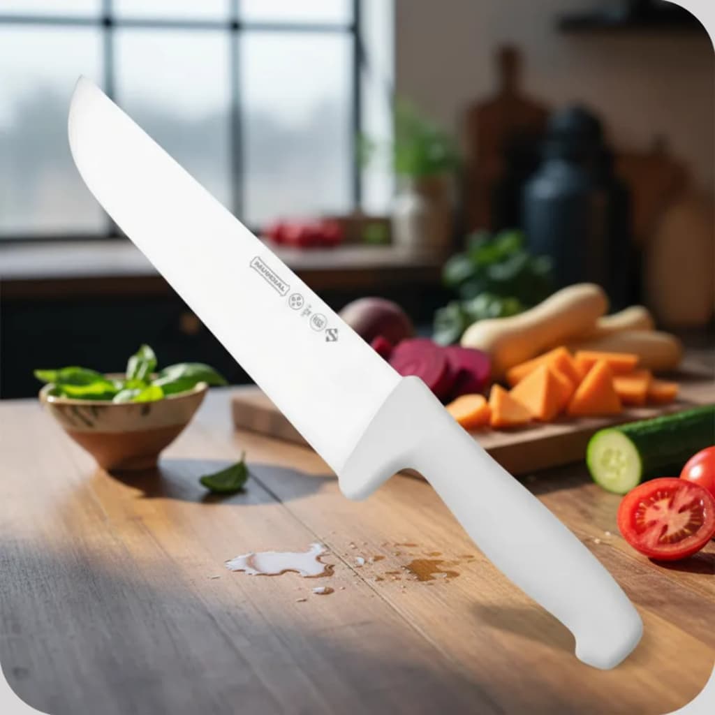 Faca Para Carne 8 Master Corte Mundial Cabo Branca  Profissional