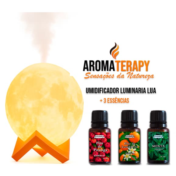 Umidificador de Ar e Luminária + Essências Aromatizantes 3em1 Difusor De Ar Lua 900ML e Luminária