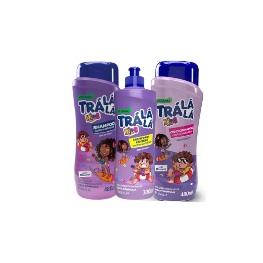Shampoo 480Ml+Condicionador 480Ml+ Creme de Pentear 300Ml Kit Tra Lá lá Kids Cachos Definidos