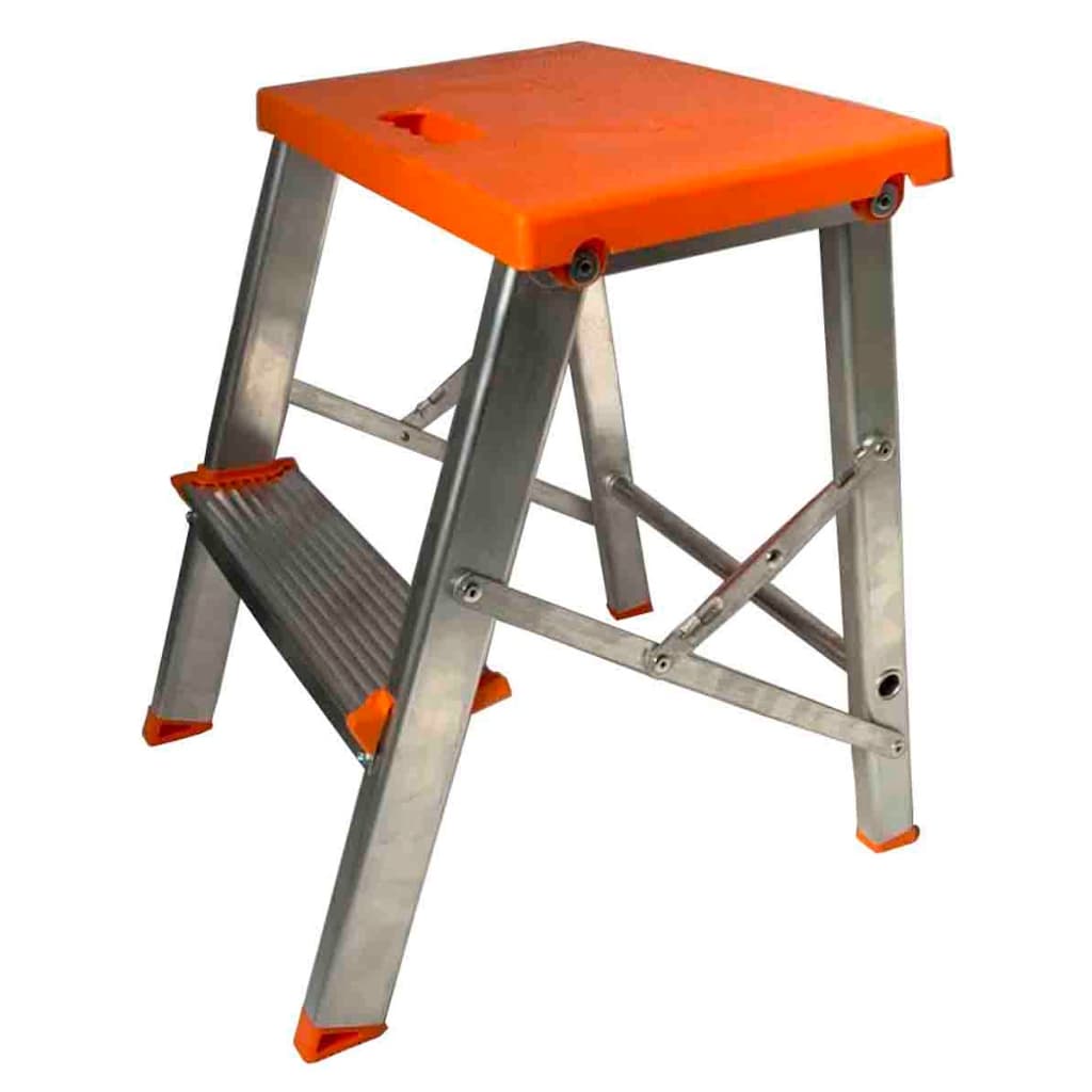 Escada 2 Degraus Banqueta Alumínio Portátil Domestica Dobrável Reforçada Ate 100kg