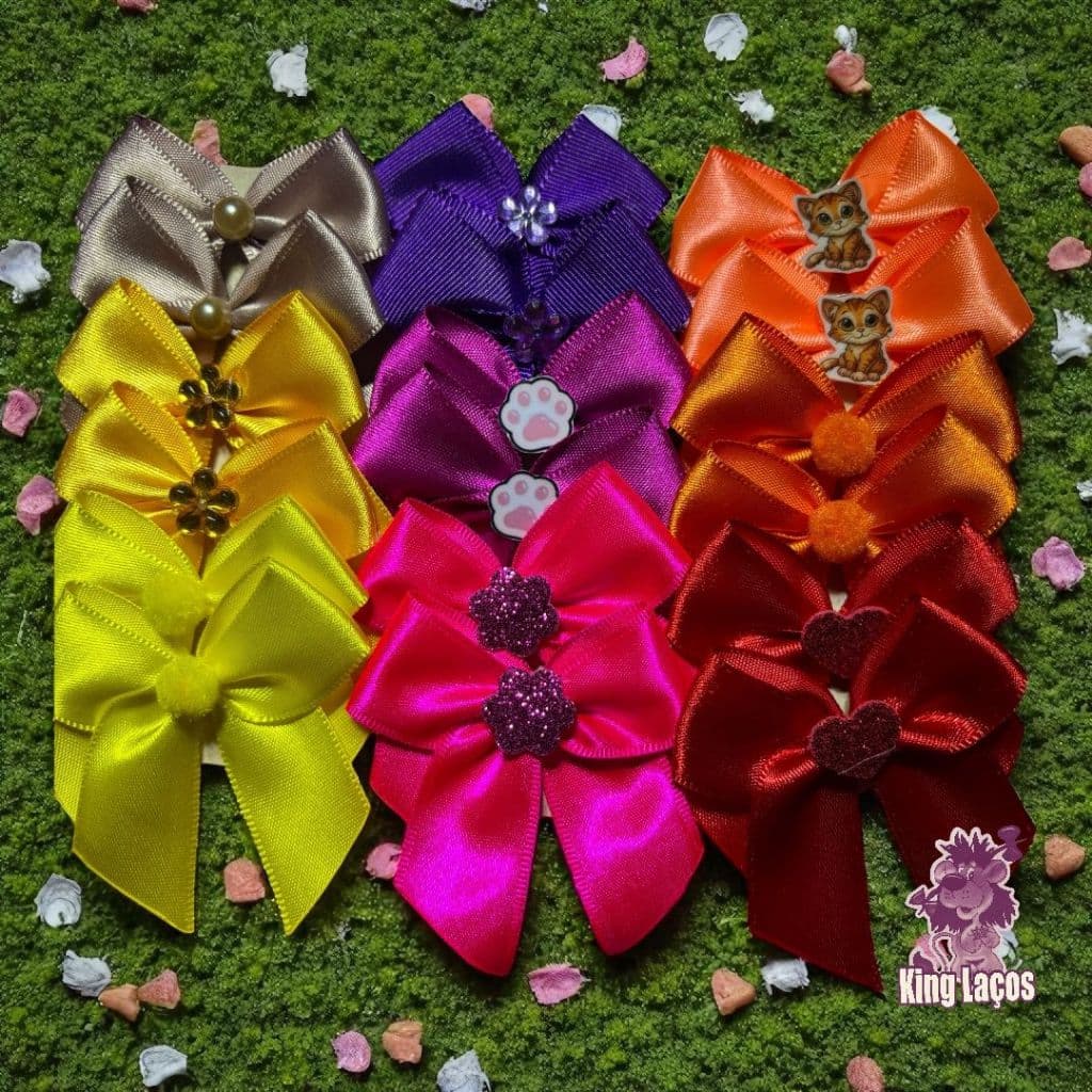 20 ou 40 Laços Lacinho de Ponta para Cachorro Laços Pet Shop Banho Tosa Kit