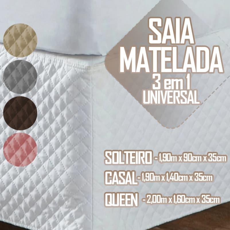 Saia 3 Em 1 Com Regulagem Ajustável Cabeceira Cama Box Colchobox Matelada Solteiro / Casal / Queen