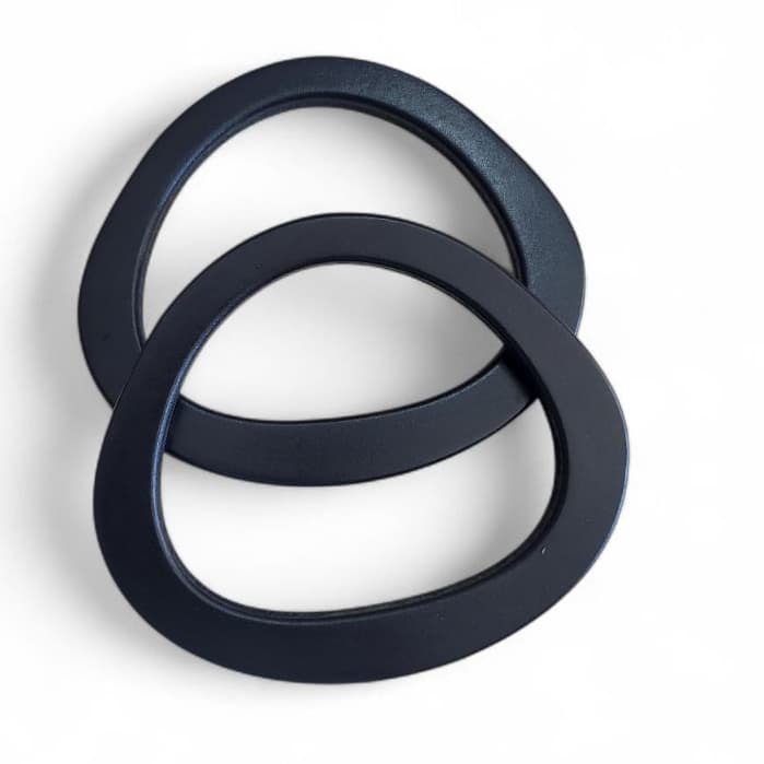 Alça Oval Para Bolsa Em Crochê de Mão Em Madeira 12x14CM - Cor Preta