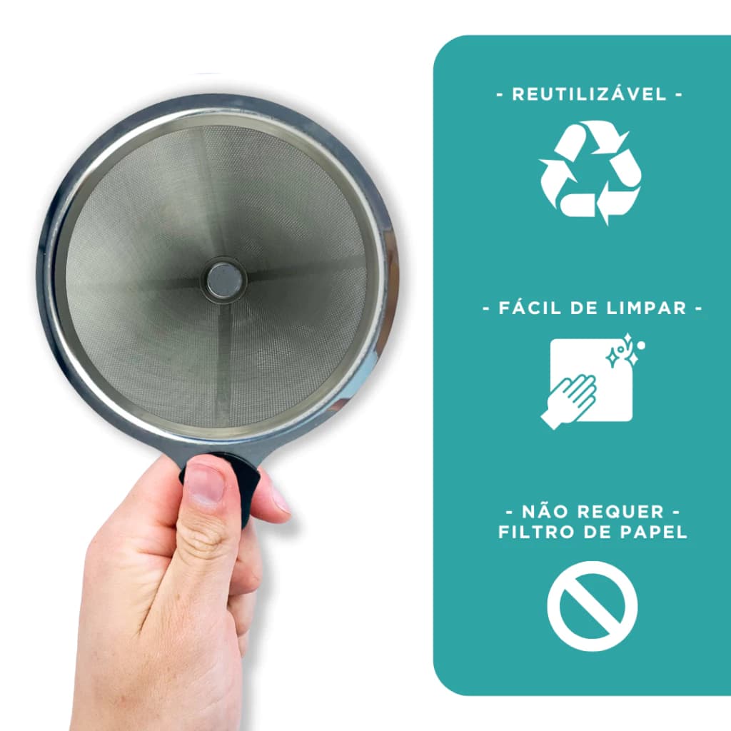 Filtro Coador De Café Inox - Peneira Aço Reutilizável - AV - Promoção Envio Imediato Até 13h