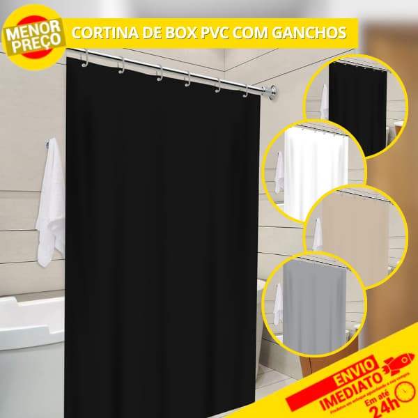 Cortina Box Lisa Impermeável Com Ganchos 100% PVC Anti Mofo Resistente Alta Qualidade Para Banheiro