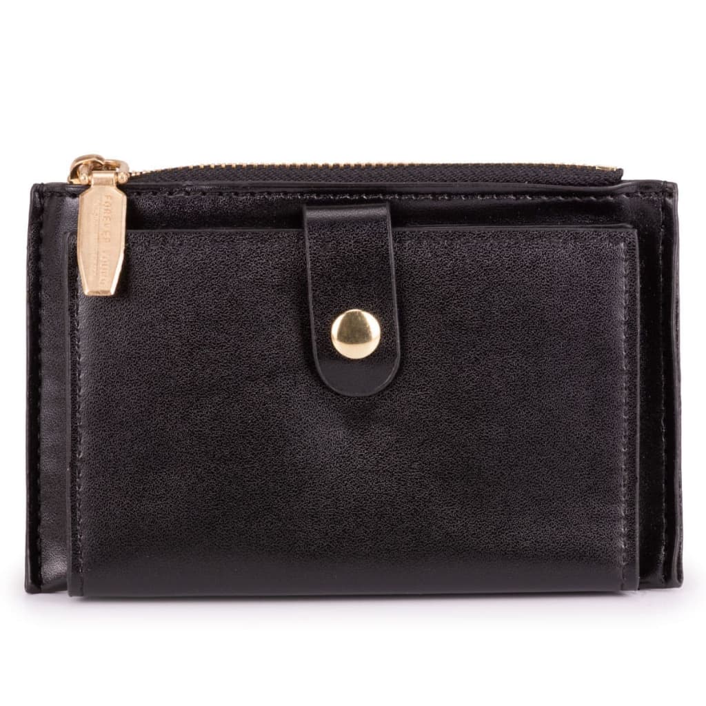 Carteira Feminina Compacta Fashion com Zíper e Botão de Pressão De Luxo