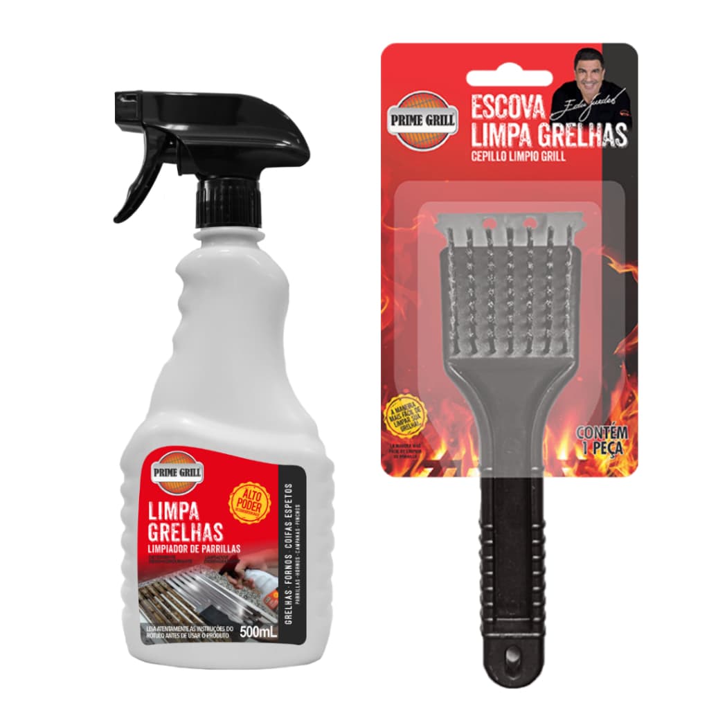 Limpa Grelhas Chapas Fogões Desengordura 500ML da Prime Grill  ou  Kit com Escova (ESCOLHA)