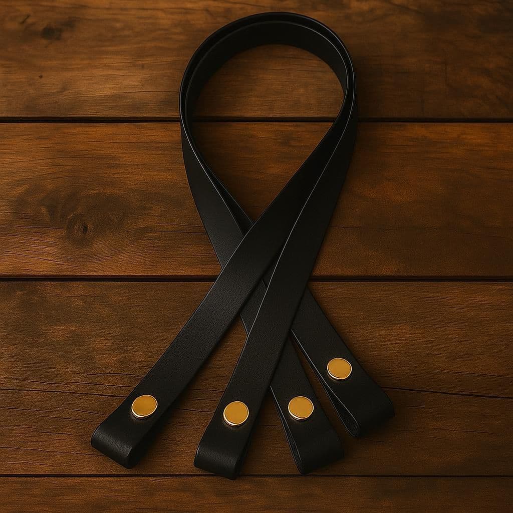 Alça Couro Ecológico para Bolsa Estruturada 2 Pares 2,5x60cm com Botão de Pressão