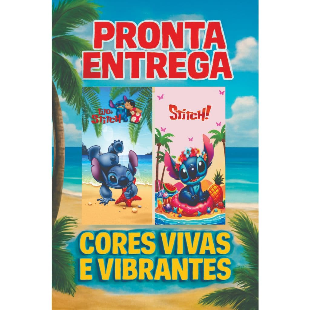 TOALHA PERSONAGENS BANHO PRAIA PISCINA - MENINA E MENINO - STITCH