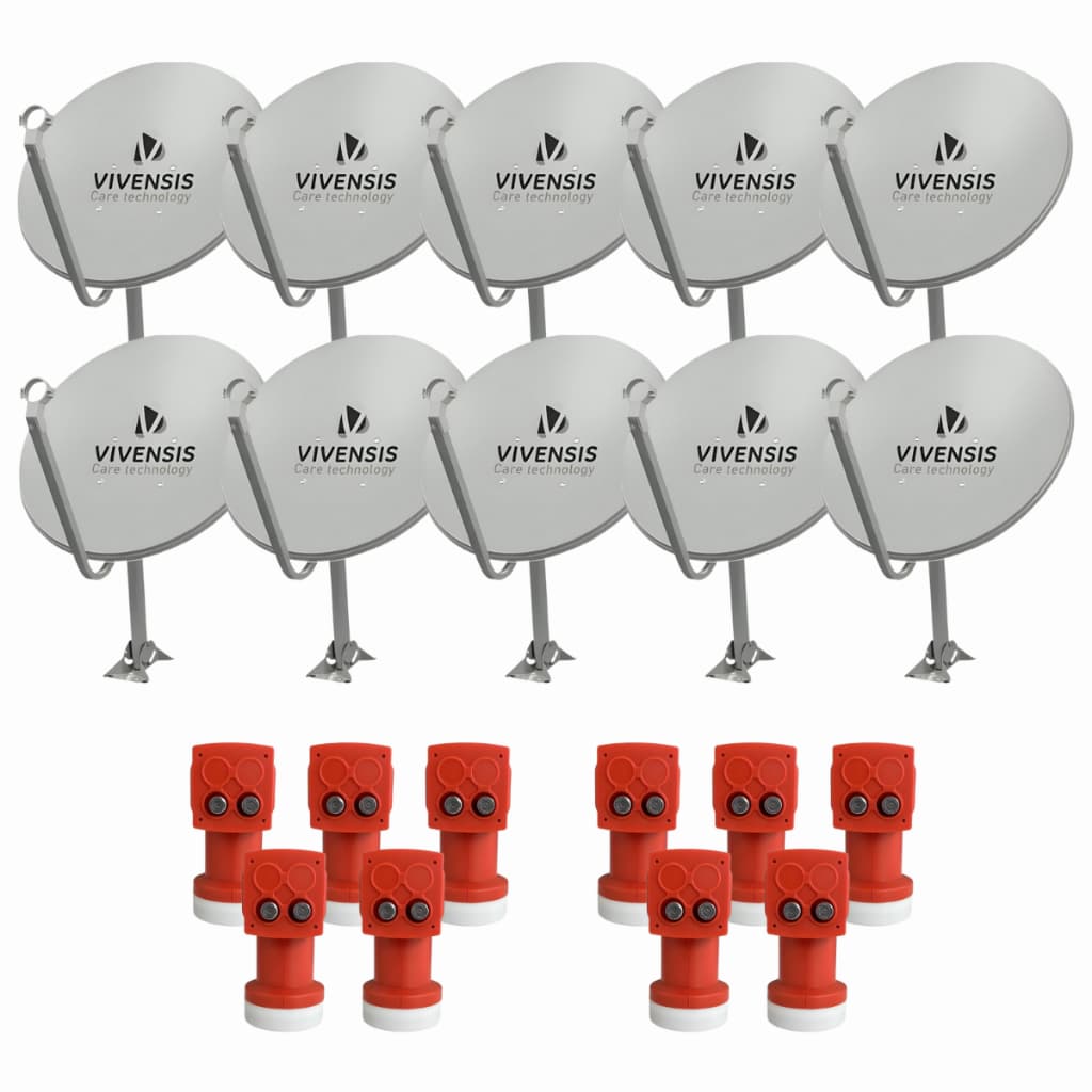 Kit 10 Antena Digital Vivensis Parabolica 60cm Ku + Lnbf Duplo