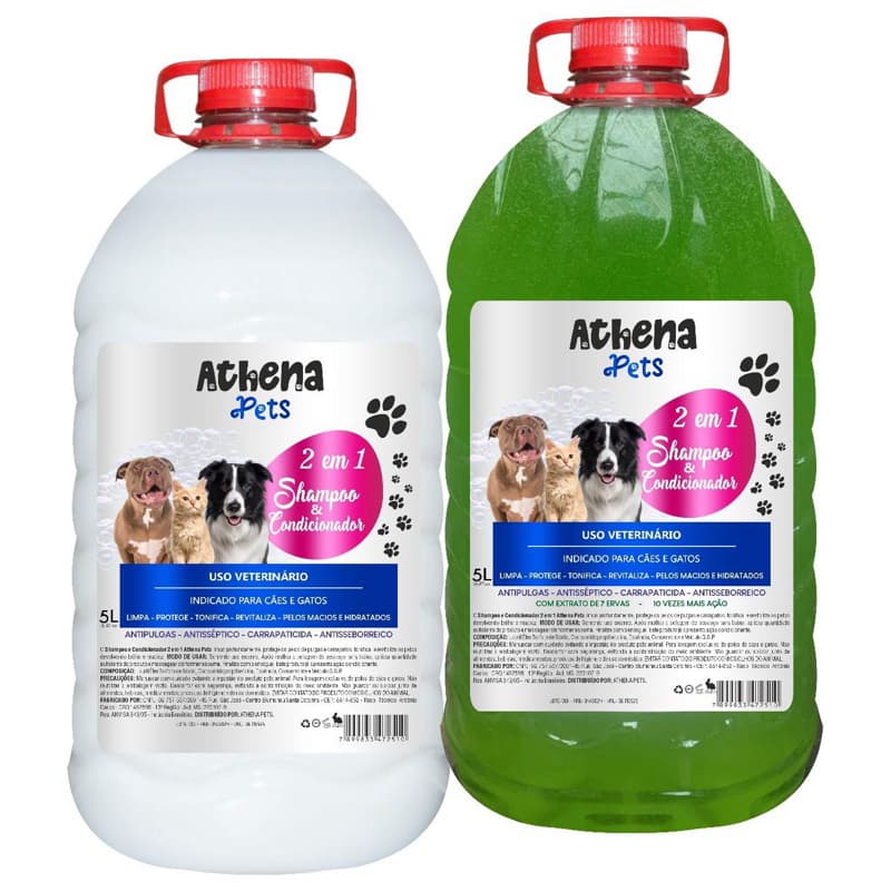 Shampoo com Condicionador Para Pet Cachorros Gatos 5Lt 2 Em1 7 Ervas Linha Pet-Shop Profissional