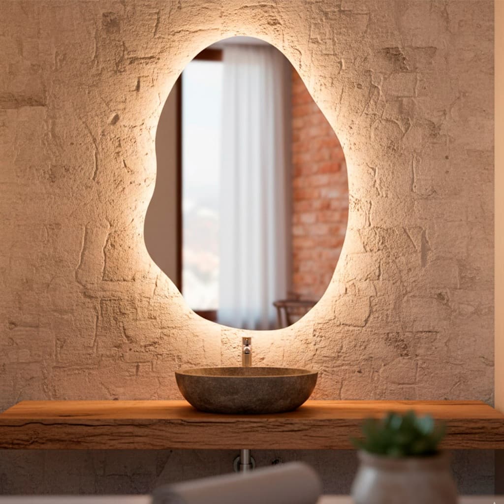 Espelho Decorativo de Parede Orgânico com Led Mod Rubi 55x75 para Sala Quarto Banheiro Hall