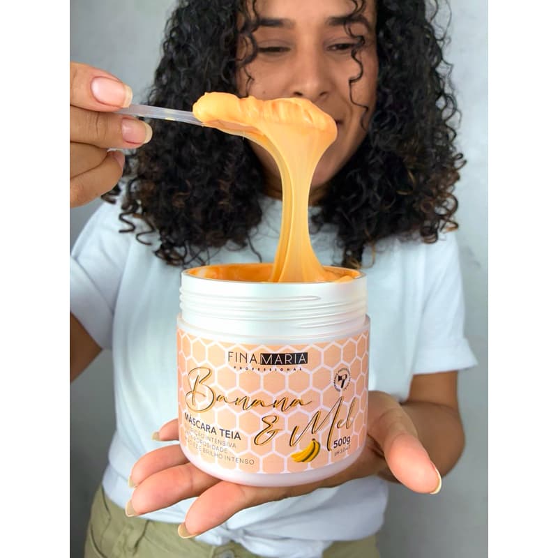 MÁSCARA BANANA E MEL ANTIPOROSIDADE EFEITO TEIA - NUTRIÇÃO INTENSIVA - FINA MARIA PROFESSIONAL