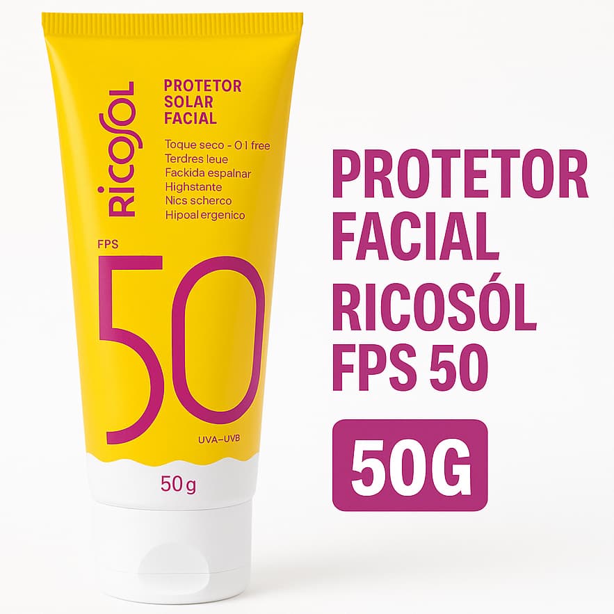 Protetor Solar Facial Ricosol Toque Seco Oil-free Fps 50 50g Vegano