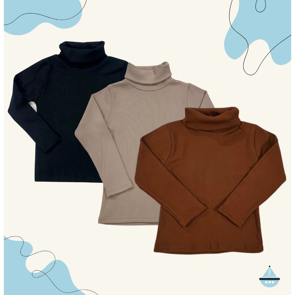 Kit 3 Cacharrel Infantil Gola Alta Elegante Manga Longa Roupa Escolar Confortável Igreja Algodao