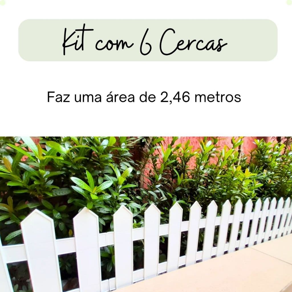 Kit com 06 Cercas Plásticas de Jardim Branca - Modelo Inglês.