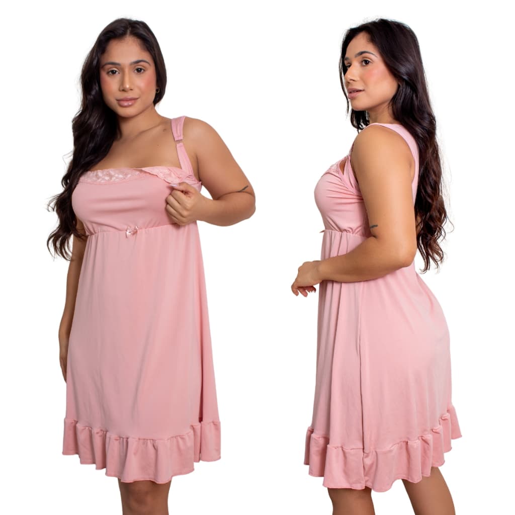 Camisola de Amamentação Grande Microfibra Fecho em Click Mamãe e Bebê