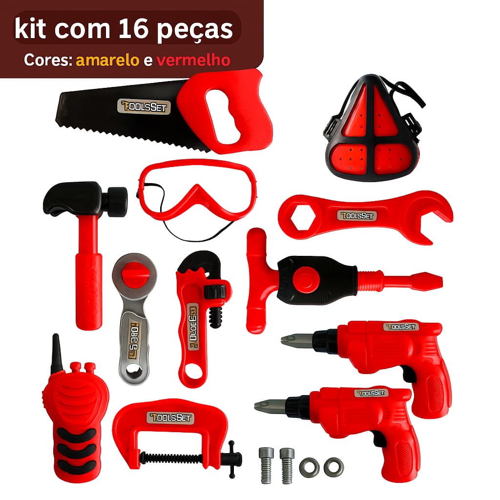 Kit 16 Ferramentas Infantil Ferramentas de Brinquedo Mini Construtor de Brinquedo Divertido Educativo