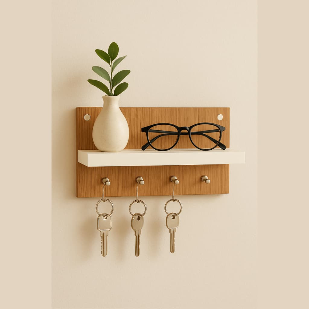 Porta chaves Com Prateleira Decorativa Porta Celular Carteira Óculos e Decorações