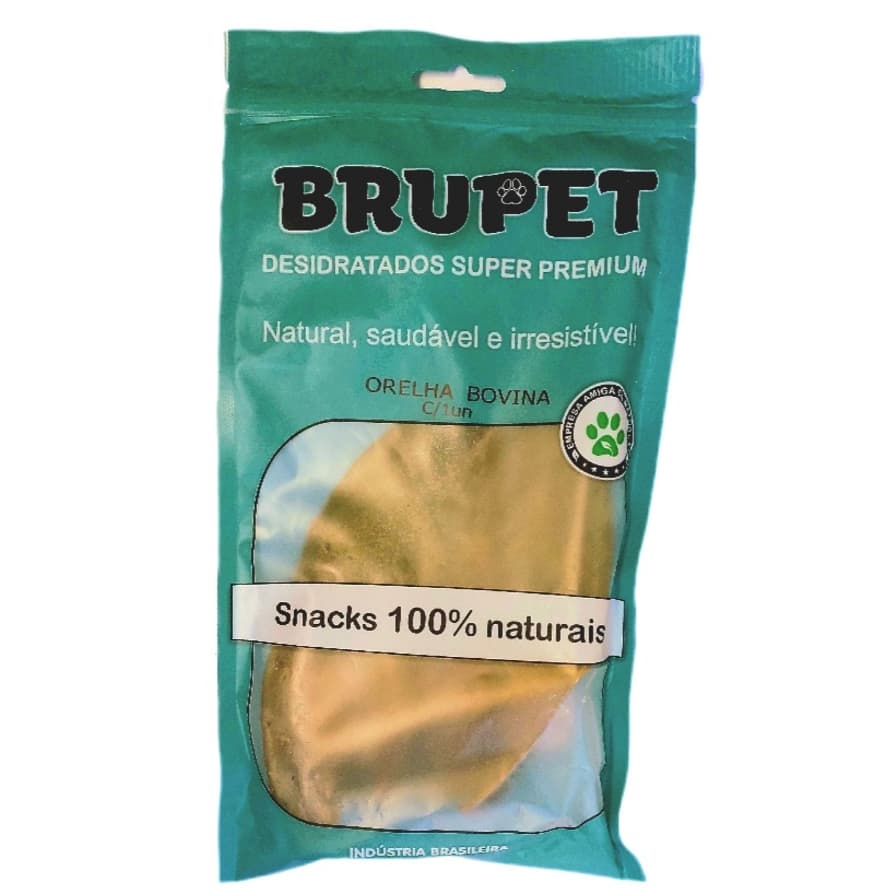 Orelha bovina kit c/ 10un Brupet Petisco para cães (Embalado unitário)