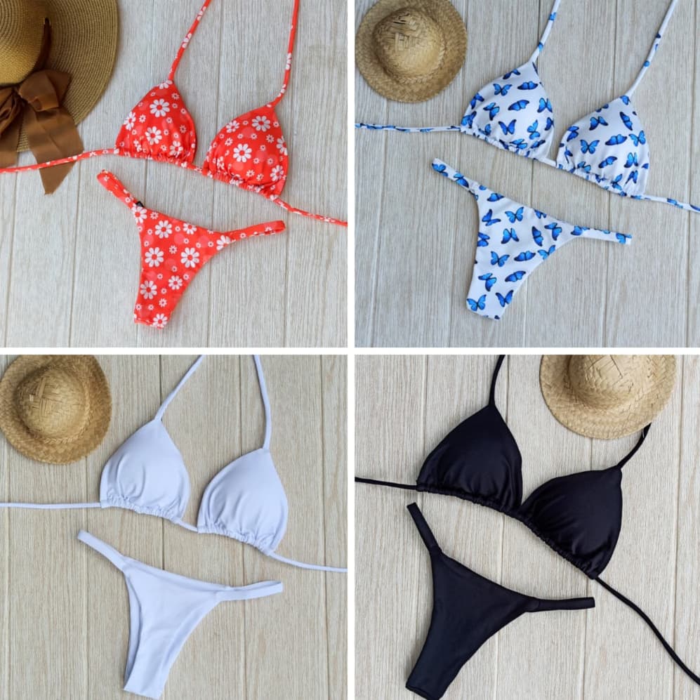 Biquíni Fio Cortininha Com Bojo Removível Liso e Estampado