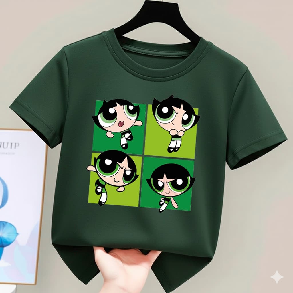 Camiseta Infantil De Algodão Feminina Lindinha/Florzinha/Docinho As Meninas SuperPoderosas Estampa Tendencia
