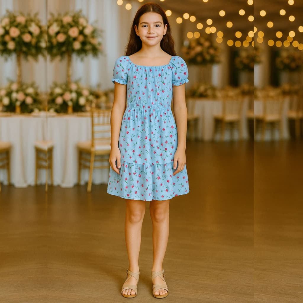 Vestido Juvenil Infantil Evangelico Ciganinha Menina Manga Princesa estampado Soltinho elástico