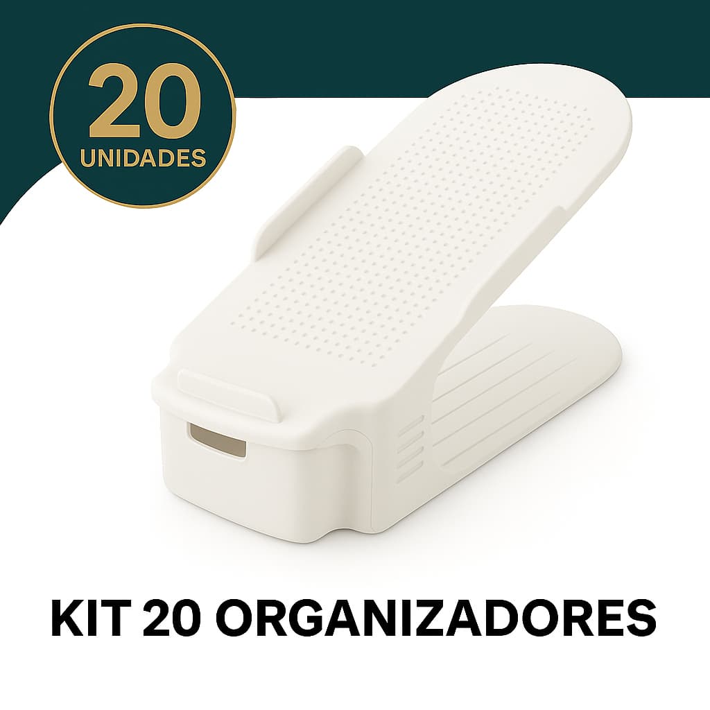 Kit 20 Organizadores De Sapatos Saltos e Tênis Com Regulagem de Altura Branco