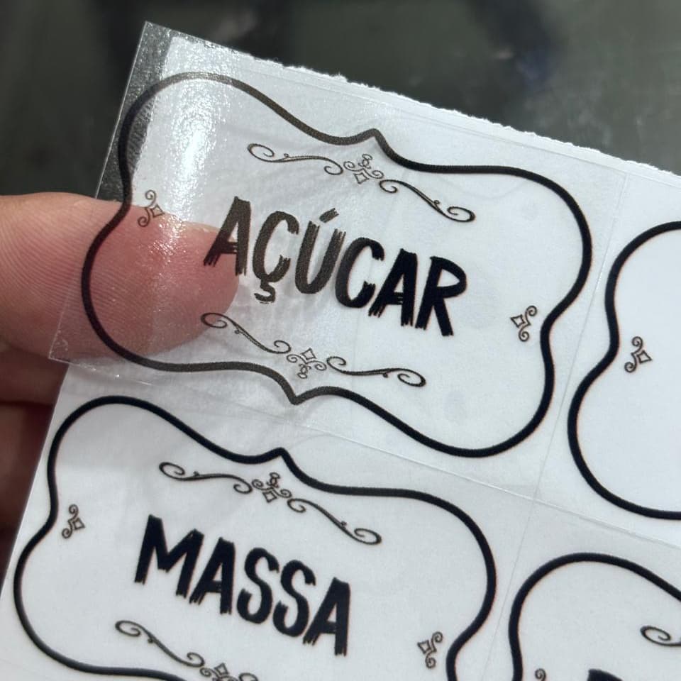 50 Adesivos no Vinil Transparente para Potes Organizadores Temperos Mantimentos Organizador 5x3cm