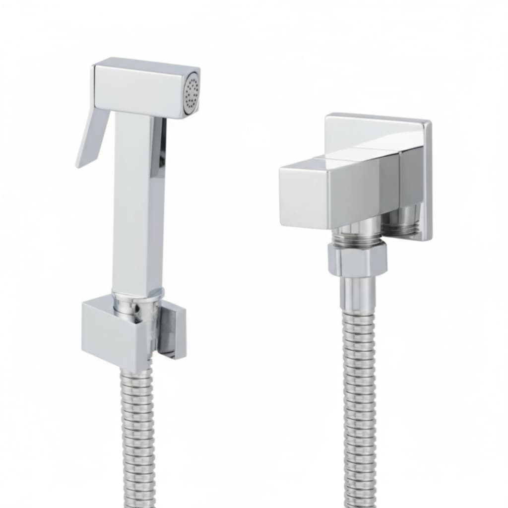 Ducha Higiênica Quadrada Em Metal Completa Gatilho Luxo