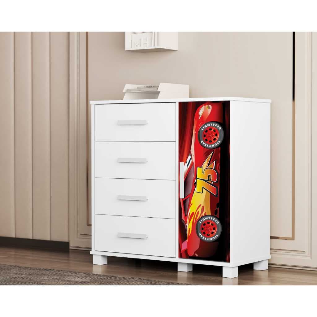 Cômoda  Lívia Infantil Carro Vermelho com Design Lúdico e Seguro Moderna Princesas