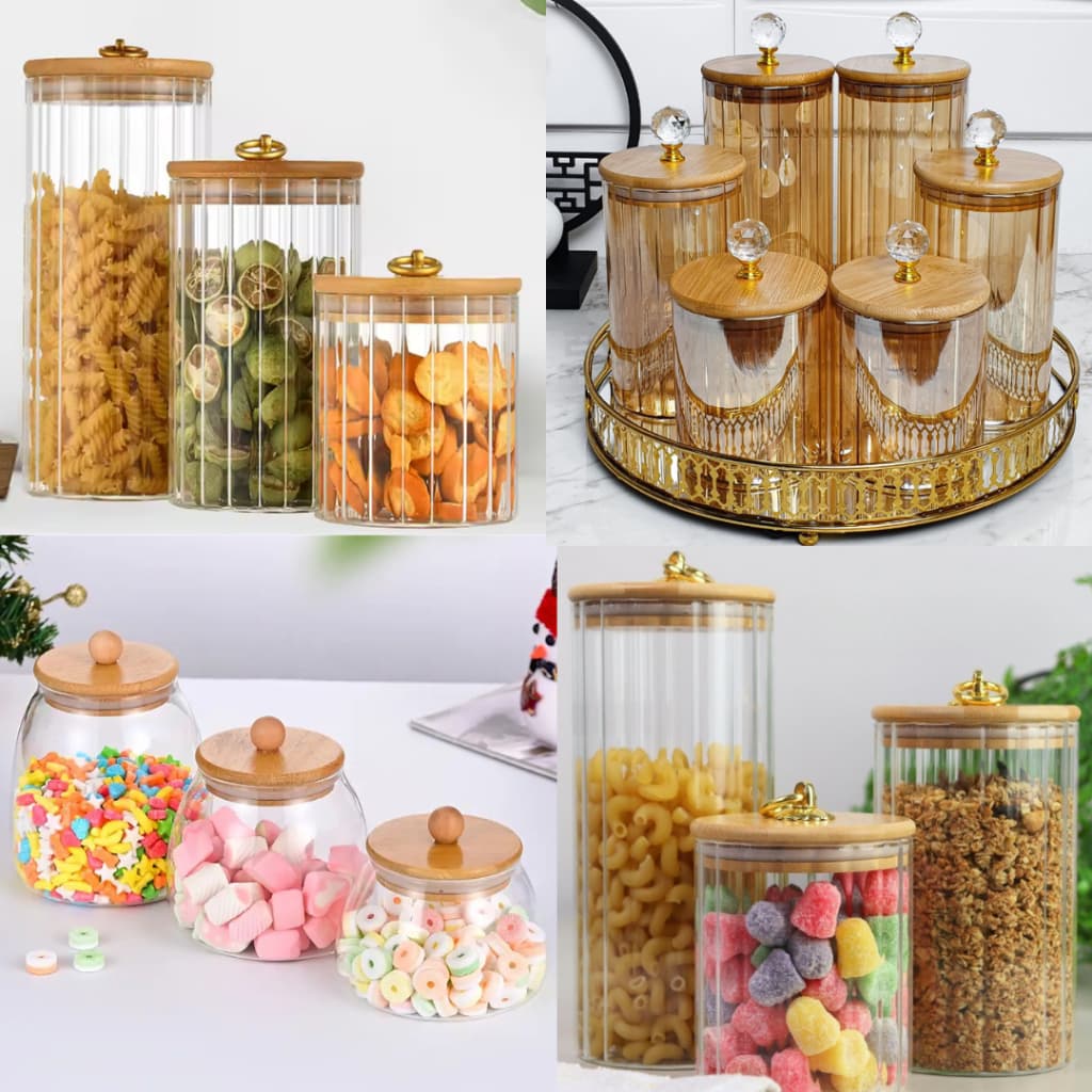 Porta Mantimentos Potes Herméticos  Pote Hermético Vidro MODELOS DIVERSOS Porta Temperos Cozinha