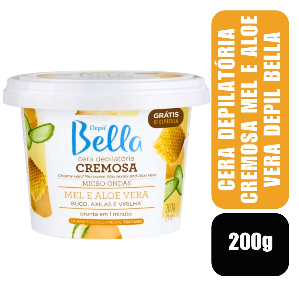 Cera Depilatória Cremosa Mel E Aloe Vera Depil Bella 200g