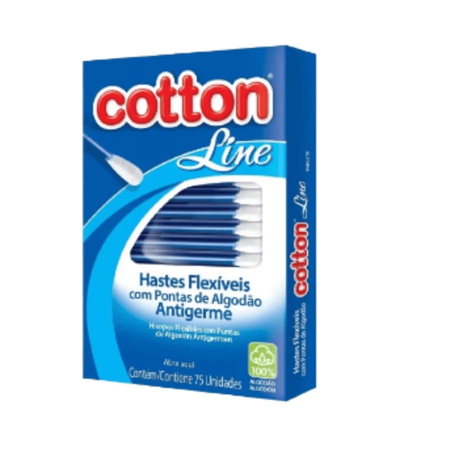 Kit1050 Unidades Hastes Flexíveis CottonLine 14CAIXAS com 75 Cotonetes Com Pontas Algodão Uso Diário